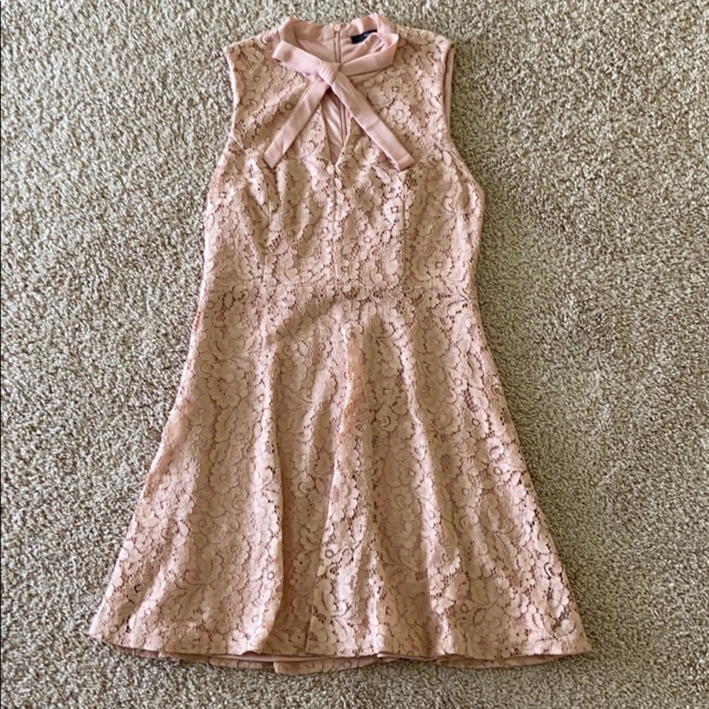 blush pink, lacey dress